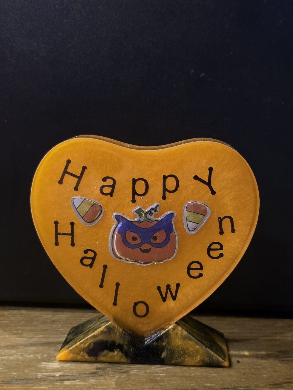Happy Halloween Orange Heart Decor - [Brand Not Visible]